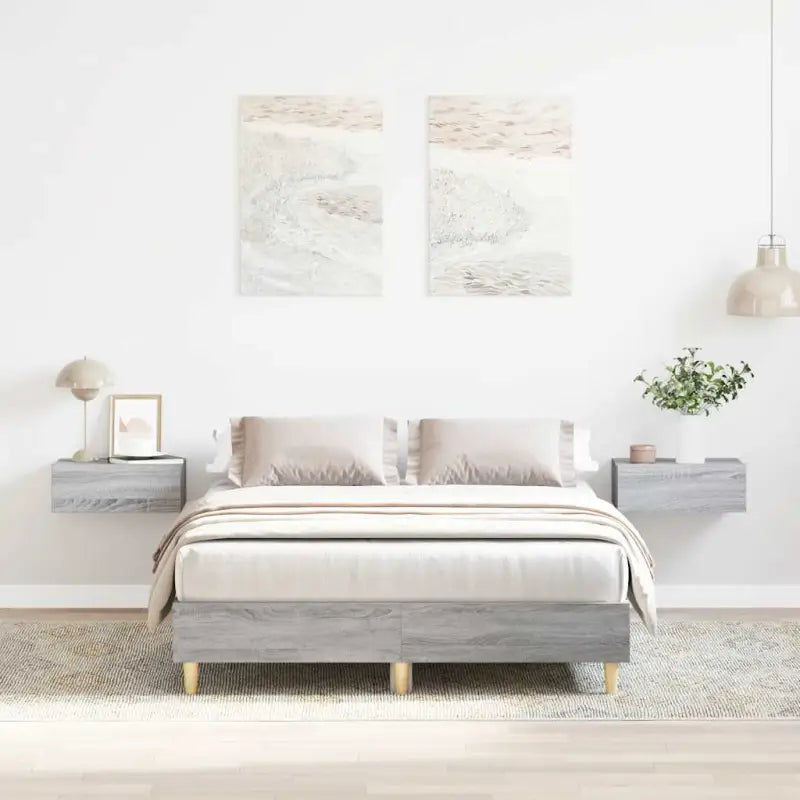 Duurzaam bedframe met multiplex lattenbodem voor een goede nachtrust - Grijs sonoma / 120 x 200 cm - Bedden & bedframes