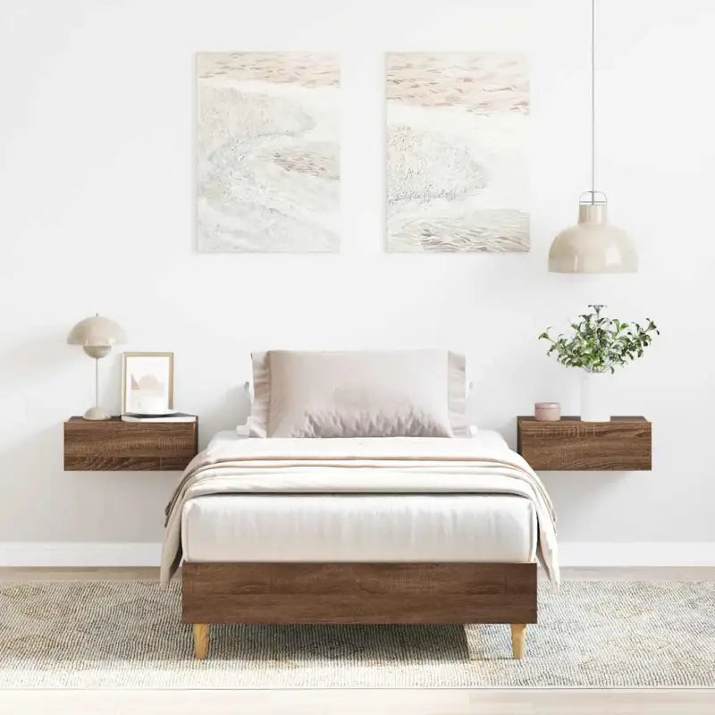 Duurzaam bedframe met multiplex lattenbodem voor een goede nachtrust - bruin eikenkleur / 90 x 200 cm - Bedden &