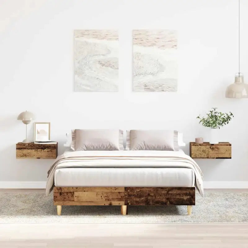 Duurzaam bedframe met multiplex lattenbodem voor een goede nachtrust - Oud hout / 140 x 190 cm - Bedden & bedframes