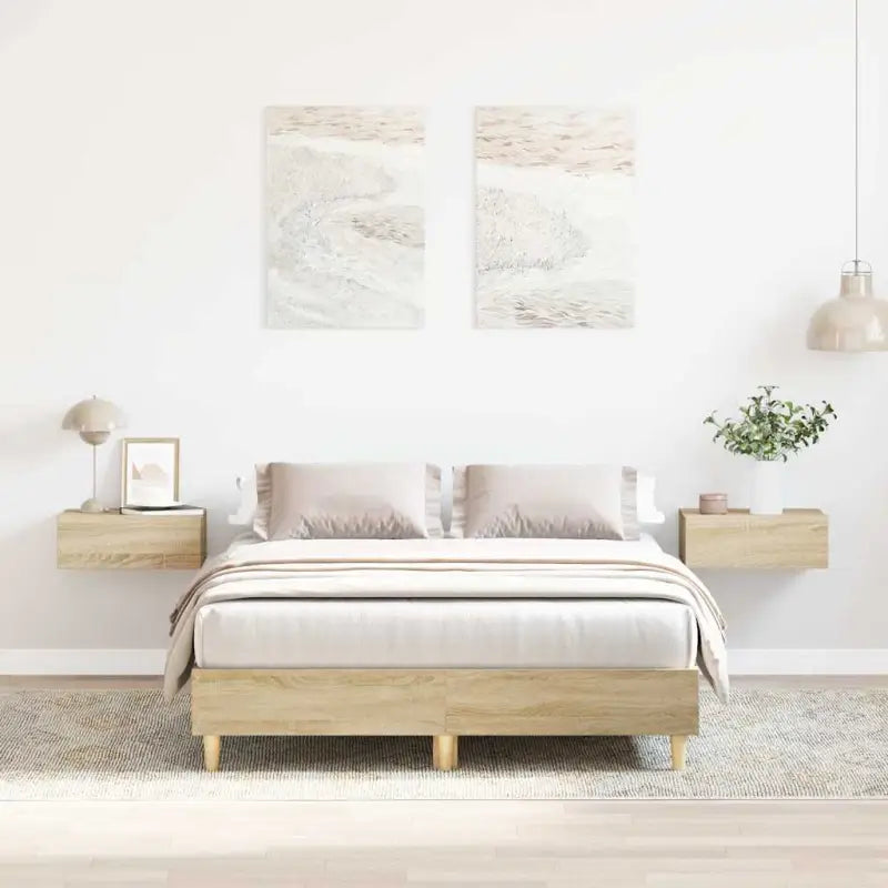 Duurzaam bedframe met multiplex lattenbodem voor een goede nachtrust - Sonoma eiken / 120 x 200 cm - Bedden & bedframes
