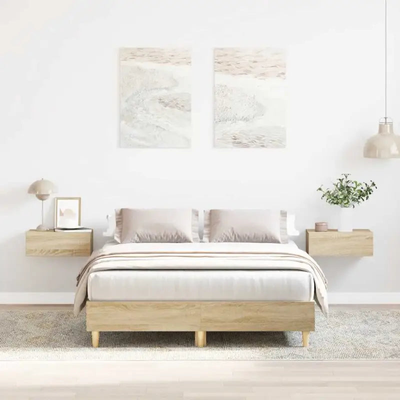 Duurzaam bedframe met multiplex lattenbodem voor een goede nachtrust - Sonoma eiken / 120 x 190 cm - Bedden & bedframes