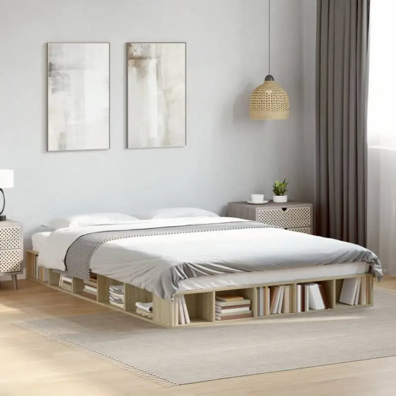 Duurzaam bedframe van bewerkt hout voor een comfortabele slaapkamer - Sonoma eiken / 140 x 200 cm - Bedden & bedframes