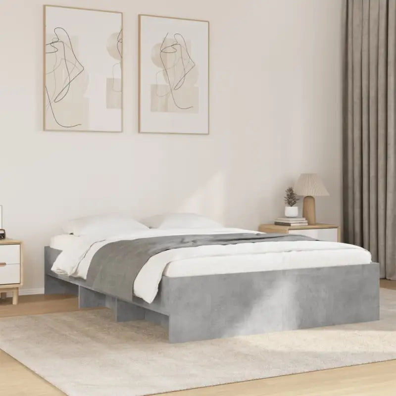 Duurzaam bedframe van bewerkt hout voor een goede nachtrust - Betongrijs / 135 x 190 cm - Bedden & bedframes