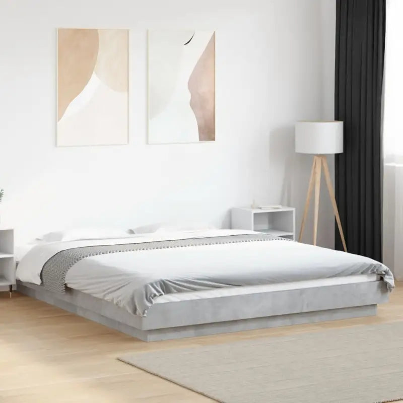 Duurzaam bedframe van bewerkt hout voor een goede nachtrust - Betongrijs / 160 x 200 cm - Bedden & bedframes