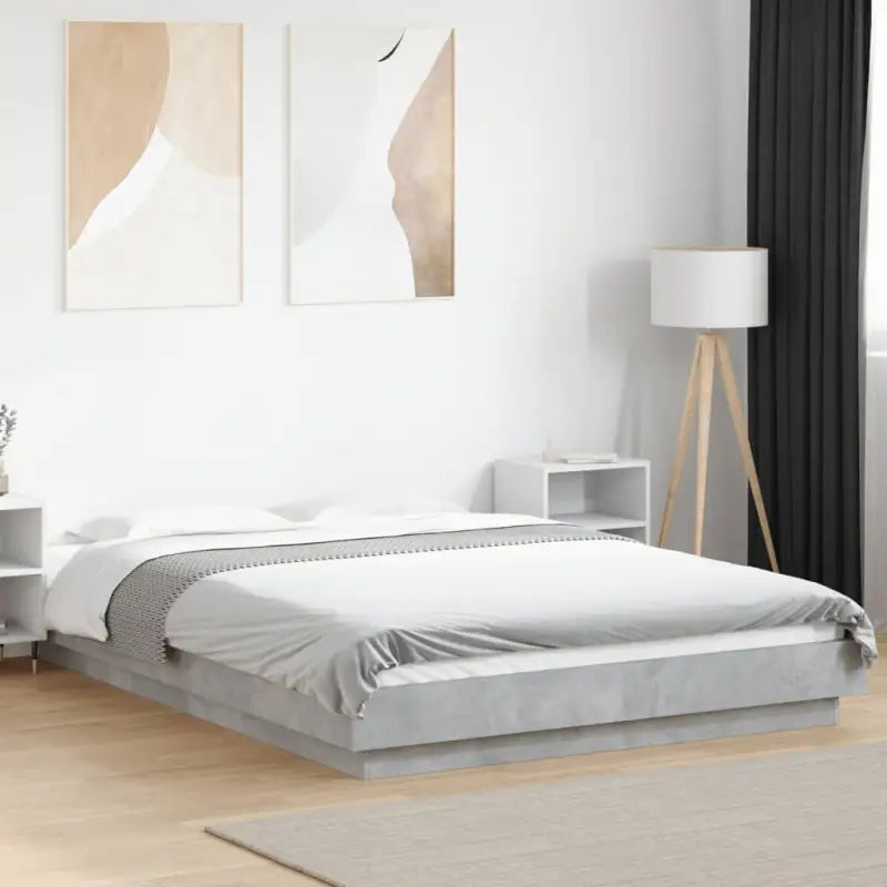 Duurzaam bedframe van bewerkt hout voor een goede nachtrust - Betongrijs / 135 x 190 cm - Bedden & bedframes