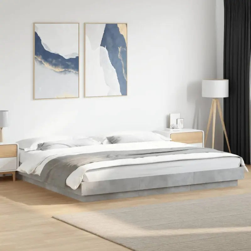 Duurzaam bedframe van bewerkt hout voor een goede nachtrust - Betongrijs / 180 x 200 cm - Bedden & bedframes