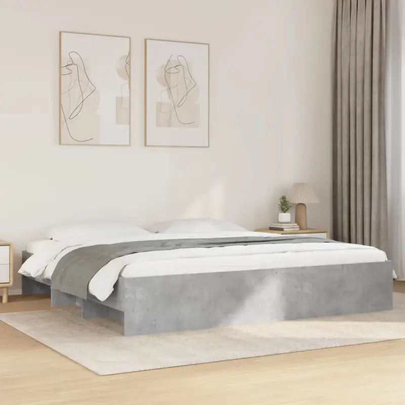 Duurzaam bedframe van bewerkt hout voor een goede nachtrust - Betongrijs / 200 x 200 cm - Bedden & bedframes
