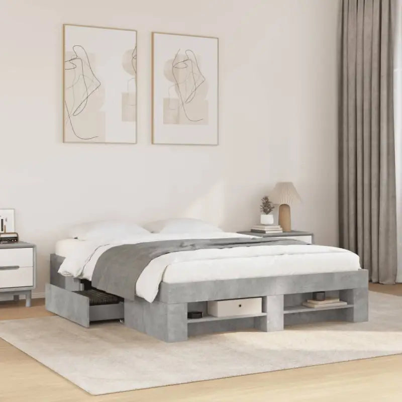 Duurzaam bedframe van bewerkt hout voor een goede nachtrust - Betongrijs / 140 x 200 cm - Bedden & bedframes