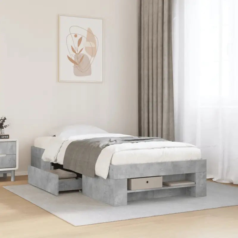 Duurzaam bedframe van bewerkt hout voor een goede nachtrust - Betongrijs / 75 x 190 cm - Bedden & bedframes