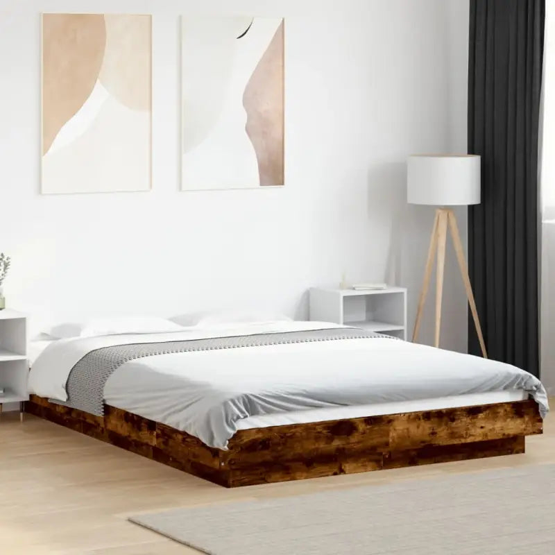 Duurzaam bedframe van bewerkt hout voor een goede nachtrust - Gerookt eiken / 120 x 190 cm - Bedden & bedframes