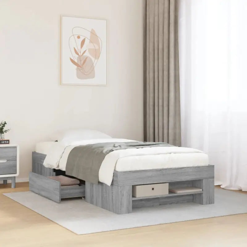 Duurzaam bedframe van bewerkt hout voor een goede nachtrust - Grijs sonoma / 100 x 200 cm - Bedden & bedframes