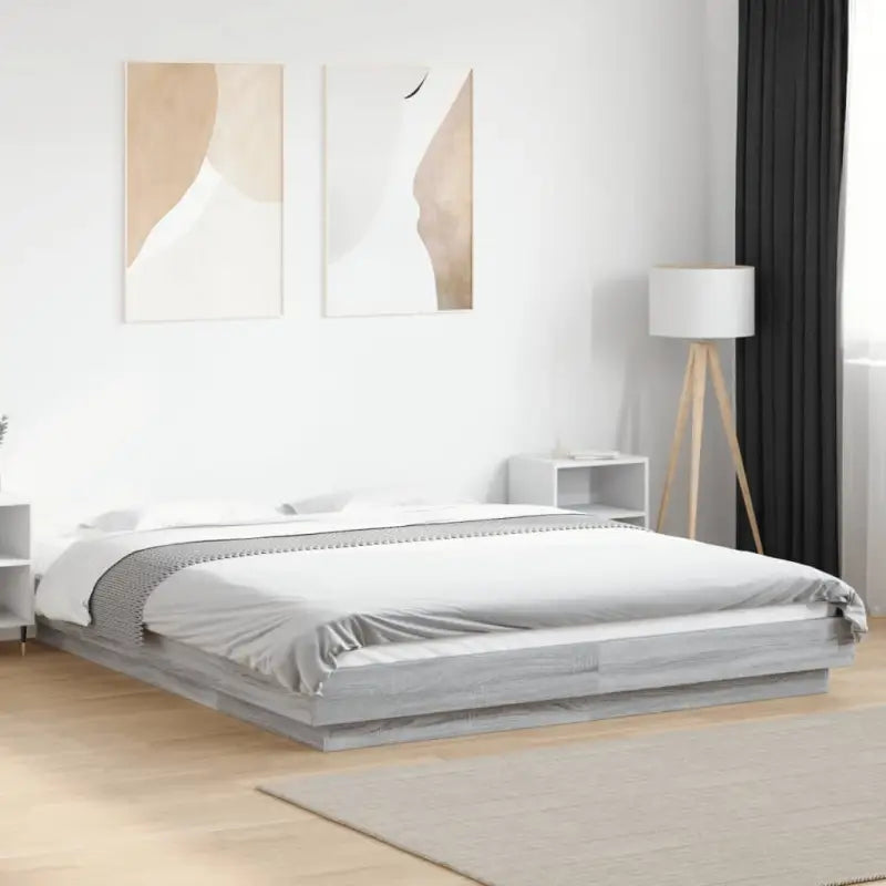 Duurzaam bedframe van bewerkt hout voor een goede nachtrust - Grijs sonoma / 160 x 200 cm - Bedden & bedframes