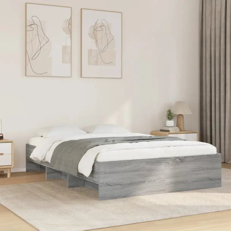 Duurzaam bedframe van bewerkt hout voor een goede nachtrust - Grijs sonoma / 135 x 190 cm - Bedden & bedframes