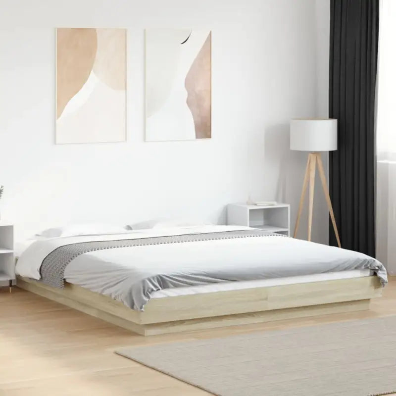 Duurzaam bedframe van bewerkt hout voor een goede nachtrust - Sonoma eiken / 150 x 200 cm - Bedden & bedframes