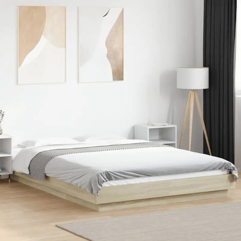 Duurzaam bedframe van bewerkt hout voor een goede nachtrust - Sonoma eiken / 135 x 190 cm - Bedden & bedframes
