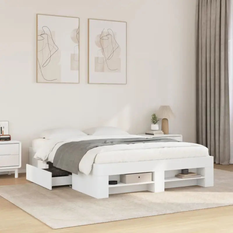 Duurzaam bedframe van bewerkt hout voor een goede nachtrust - Wit / 140 x 200 cm - Bedden & bedframes