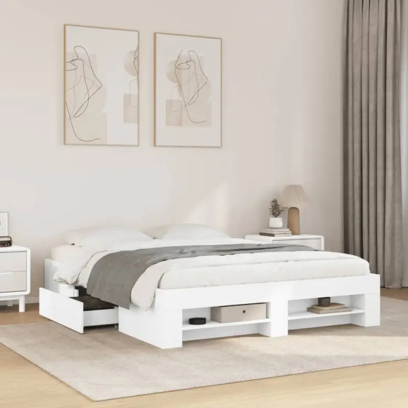 Duurzaam bedframe van bewerkt hout voor een goede nachtrust - Wit / 160 x 200 cm - Bedden & bedframes