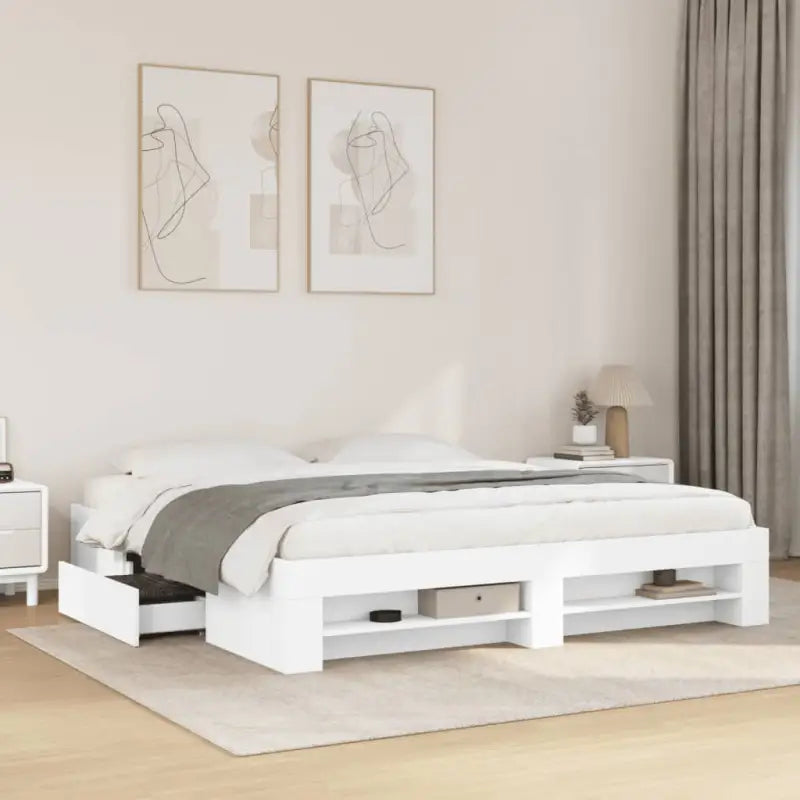 Duurzaam bedframe van bewerkt hout voor een goede nachtrust - Wit / 180 x 200 cm - Bedden & bedframes