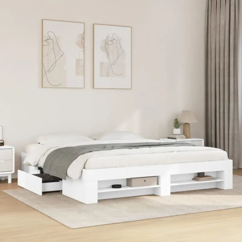 Duurzaam bedframe van bewerkt hout voor een goede nachtrust - Wit / 200 x 200 cm - Bedden & bedframes