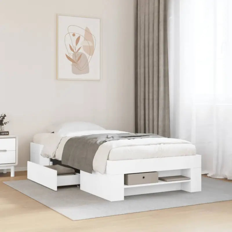Duurzaam bedframe van bewerkt hout voor een goede nachtrust - Wit / 90 x 200 cm - Bedden & bedframes