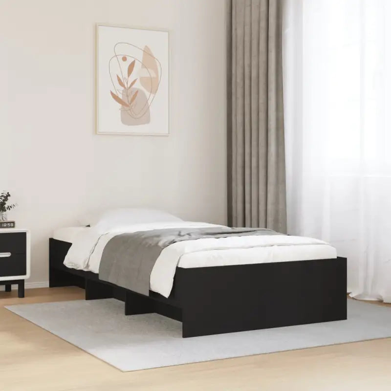 Duurzaam bedframe van bewerkt hout voor een goede nachtrust - Zwart / 90 x 200 cm - Bedden & bedframes