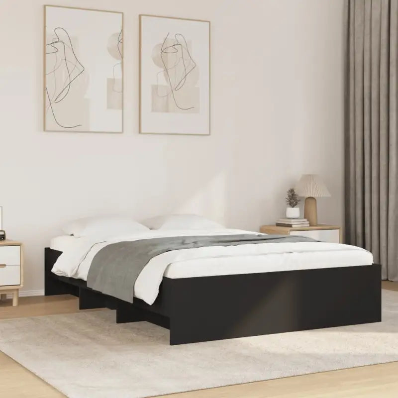 Duurzaam bedframe van bewerkt hout voor een goede nachtrust - Zwart / 140 x 190 cm - Bedden & bedframes