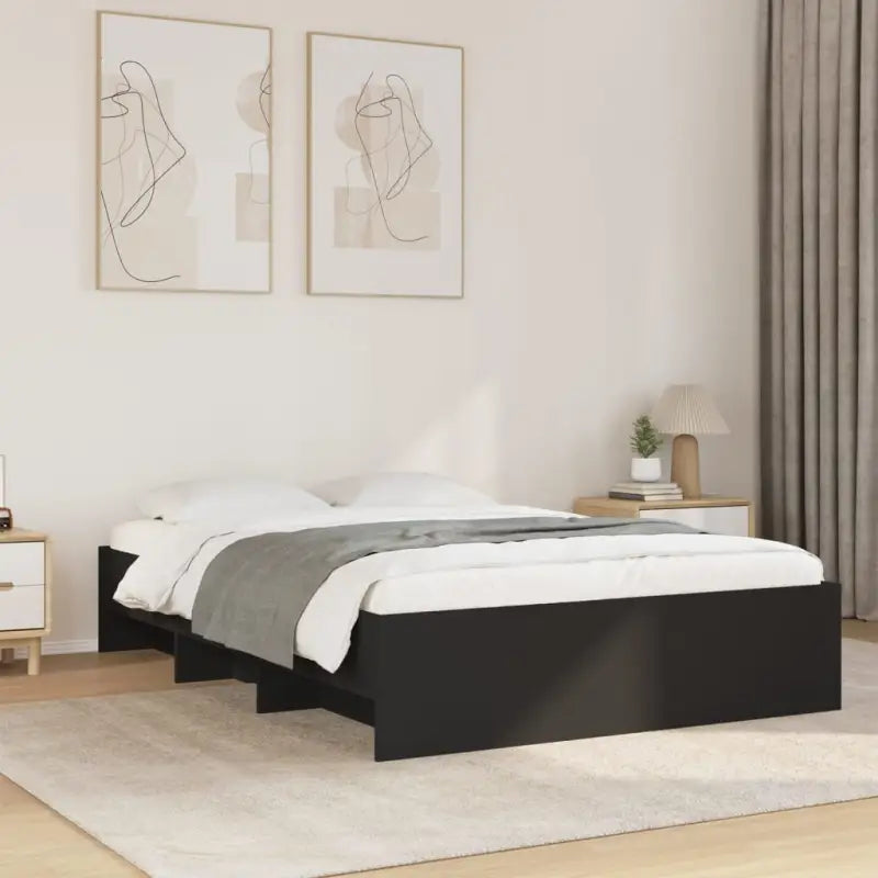 Duurzaam bedframe van bewerkt hout voor een goede nachtrust - Zwart / 140 x 200 cm - Bedden & bedframes
