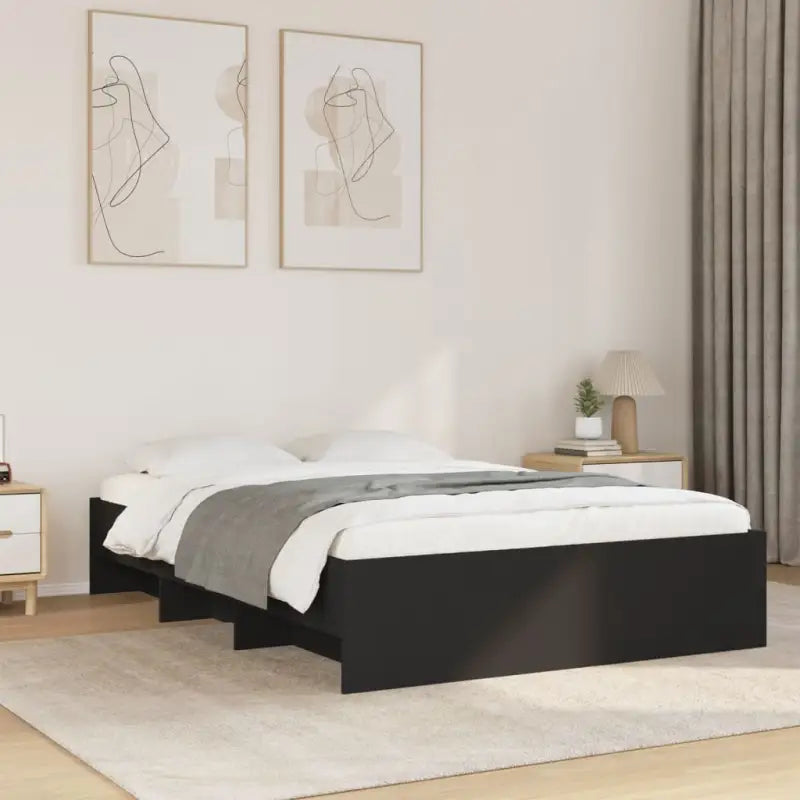 Duurzaam bedframe van bewerkt hout voor een goede nachtrust - Zwart / 135 x 190 cm - Bedden & bedframes