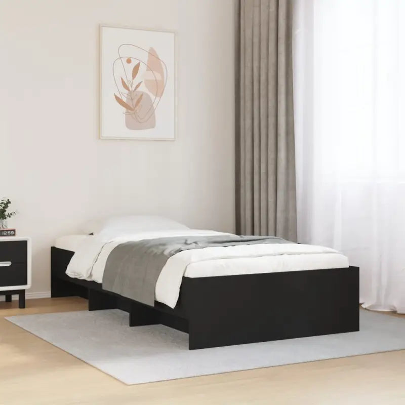 Duurzaam bedframe van bewerkt hout voor een goede nachtrust - Zwart / 75 x 190 cm - Bedden & bedframes