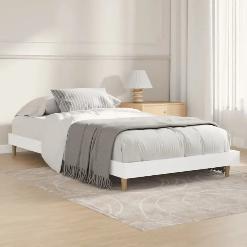 Duurzaam bewerkt hout bedframe met multiplex lattenbodem voor rust - Wit / 90 x 200 cm - Bedden & bedframes