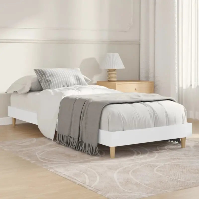 Duurzaam bewerkt hout bedframe met multiplex lattenbodem voor rust - Wit / 75 x 190 cm - Bedden & bedframes