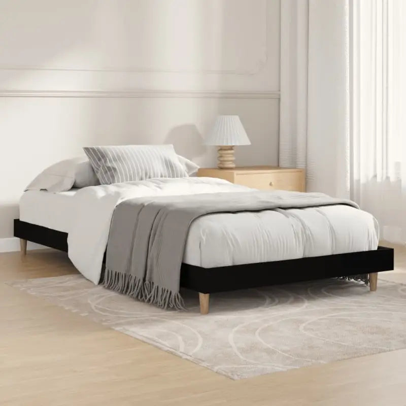 Duurzaam bewerkt hout bedframe met multiplex lattenbodem voor rust - Zwart / 90 x 190 cm - Bedden & bedframes
