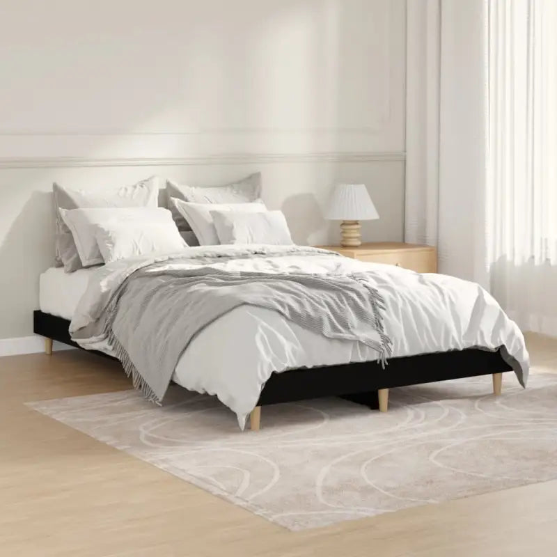Duurzaam bewerkt hout bedframe met multiplex lattenbodem voor rust - Zwart / 120 x 190 cm - Bedden & bedframes