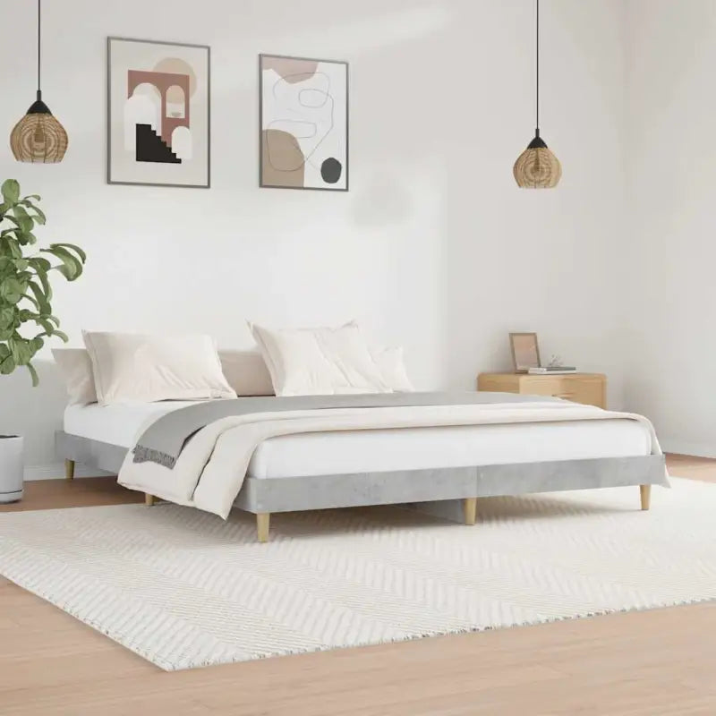 Duurzaam bewerkt hout bedframe met multiplex lattenbodem voor rust - Betongrijs / 120 x 200 cm - Bedden & bedframes