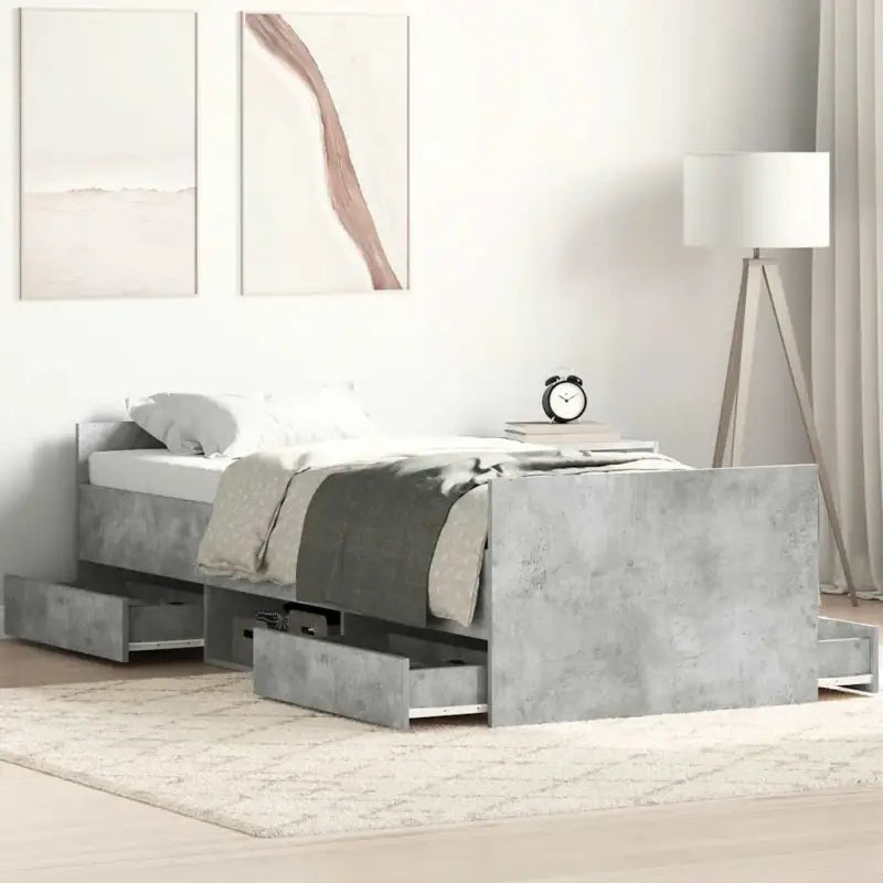 Duurzaam hout bedframe voor comfortabele nachten - Betongrijs / 100 x 200 cm - Bedden & bedframes