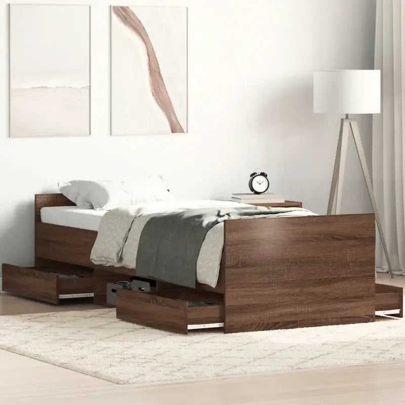 Duurzaam hout bedframe voor comfortabele nachten - bruin eikenkleur / 90 x 200 cm - Bedden & bedframes