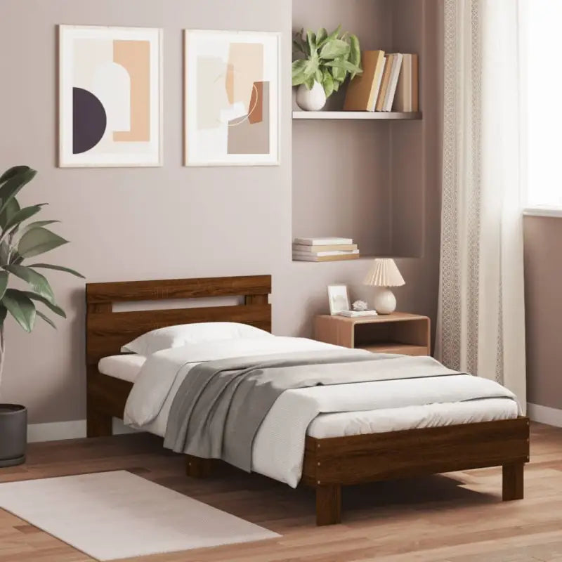 Duurzaam houten bedframe voor een goede nachtrust - bruin eikenkleur / 75 x 190 cm - Bedden & bedframes