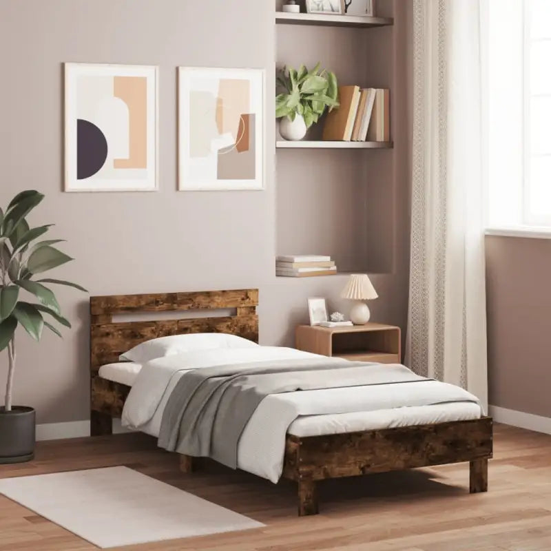 Duurzaam houten bedframe voor een goede nachtrust - Gerookt eiken / 100 x 200 cm - Bedden & bedframes