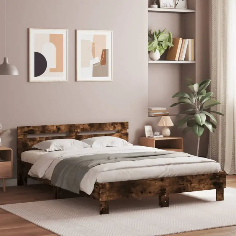 Duurzaam houten bedframe voor een goede nachtrust - Gerookt eiken / 150 x 200 cm - Bedden & bedframes