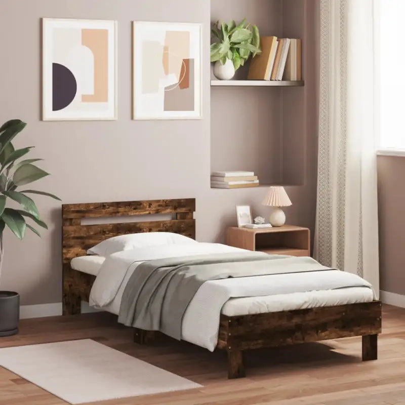 Duurzaam houten bedframe voor een goede nachtrust - Gerookt eiken / 75 x 190 cm - Bedden & bedframes
