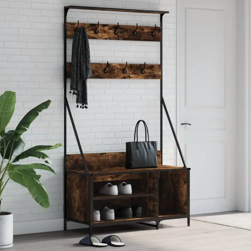 Duurzaam Houten Kledingrek voor Ruimte en Stevigheid - Gerookt eiken / 1 - Kledingrekken & kastinrichting