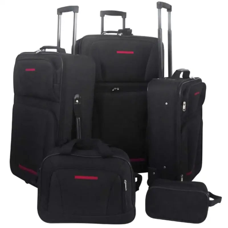 Duurzame koffer set met PVC coating voor lange en korte reizen - Zwart / 5 - Koffers