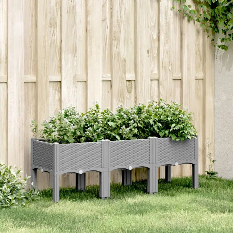 Duurzame plantenbak voor klimplanten in tuin of op terras - Lichtgrijs / 120 x 40 x 42 cm / 1 - Bloempotten &