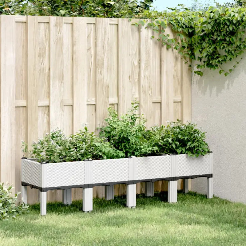 Duurzame plantenbak voor klimplanten in tuin of op terras - Wit / 160 x 40 x 42 cm / 1 - Bloempotten & plantenbakken