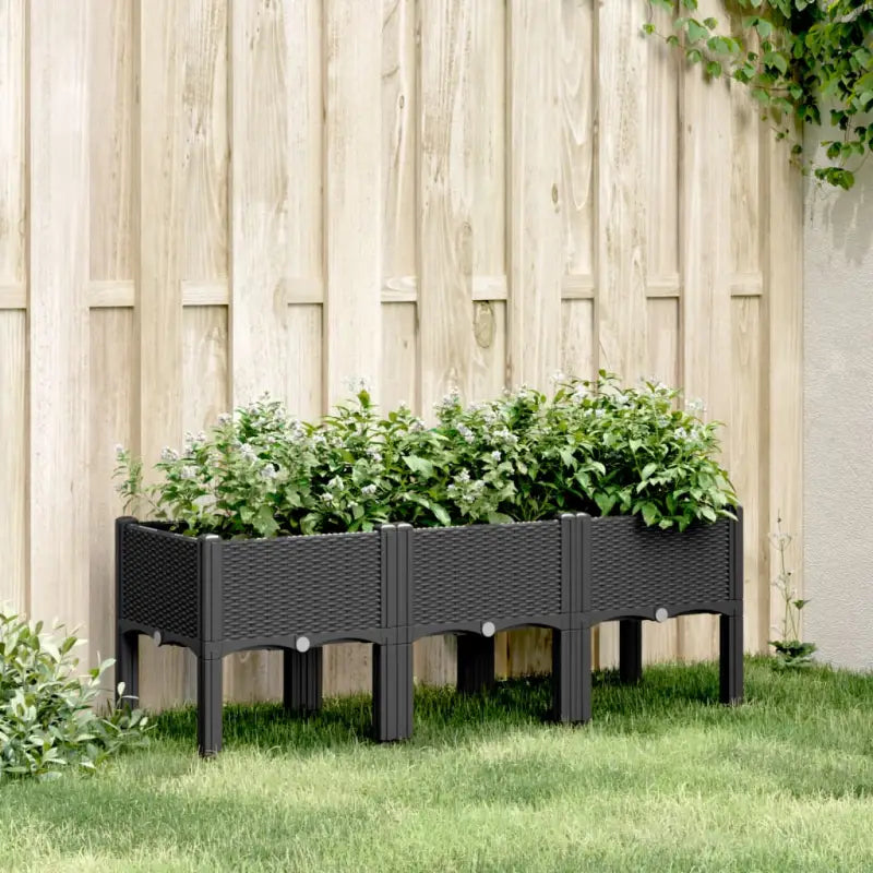 Duurzame plantenbak voor klimplanten in tuin of op terras - Zwart / 120 x 40 x 42 cm / 1 - Bloempotten & plantenbakken