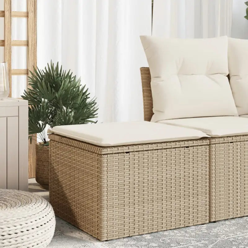 Duurzame tuinkruk met poly rattan en comfortabele zitervaring - beige en crèmekleurig / 1 / met opbergruimte en zak