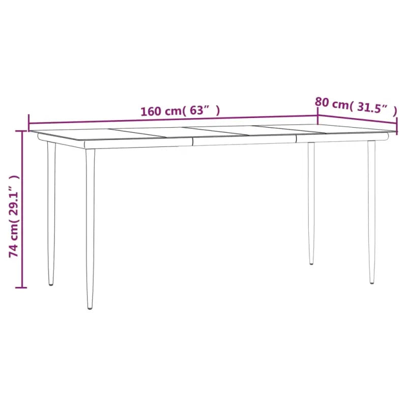 E gallery tuinset met poly rattan en gehard glas voor elegant buitenleven - 160 cm tafellengte - Tuinsets