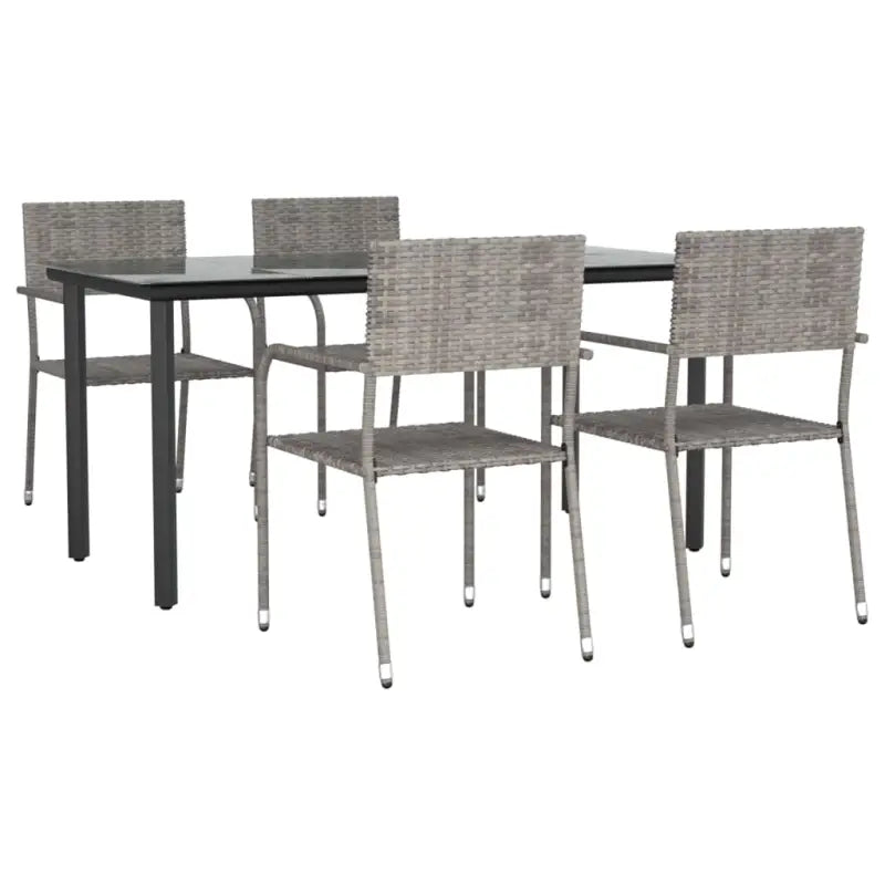 E gallery tuinset met poly rattan en gehard glas voor elegant buitenleven - 160 cm tafellengte - Tuinsets