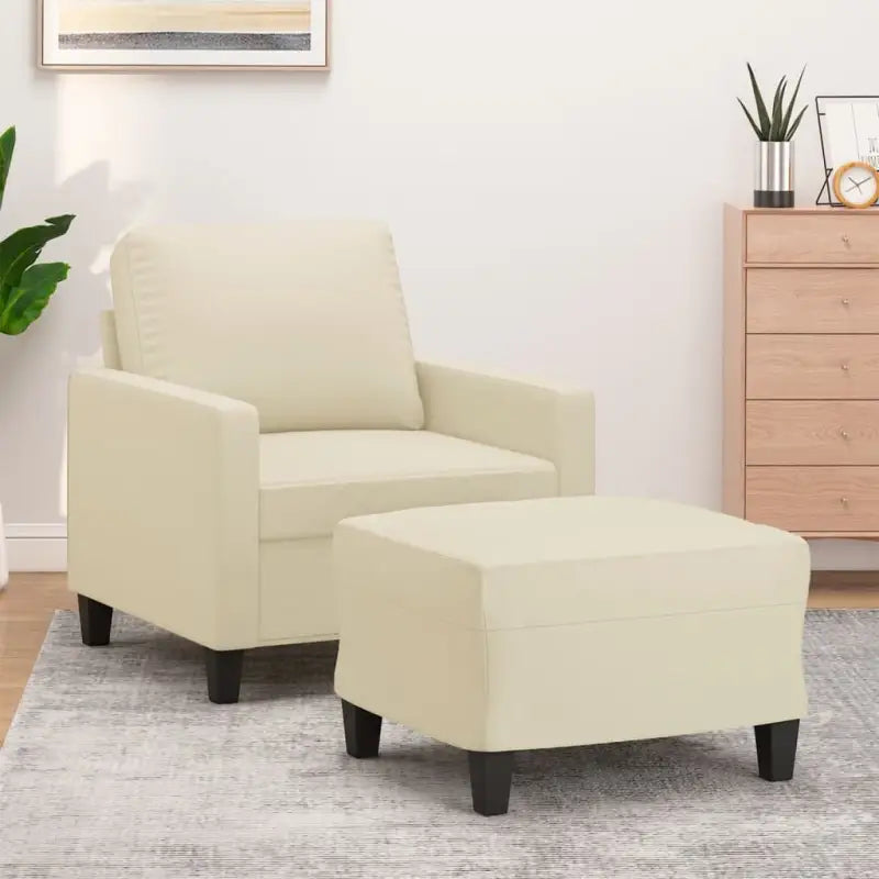 Echt Kunstlederen Fauteuil voor Gezelligheid en Ontspanning - Crème - Banken