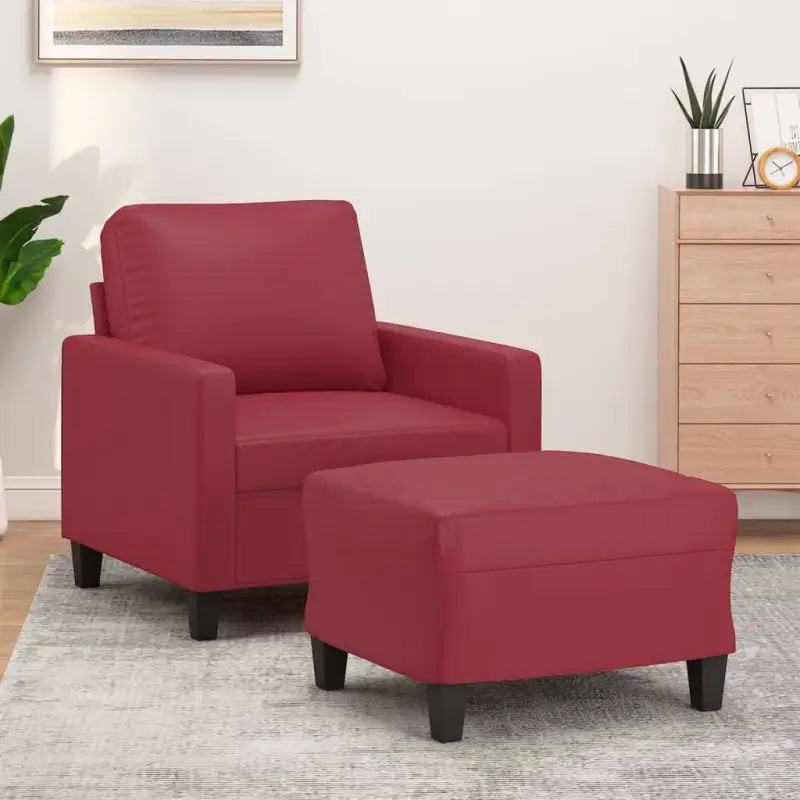 Echt Kunstlederen Fauteuil voor Gezelligheid en Ontspanning - Wijnrood - Banken